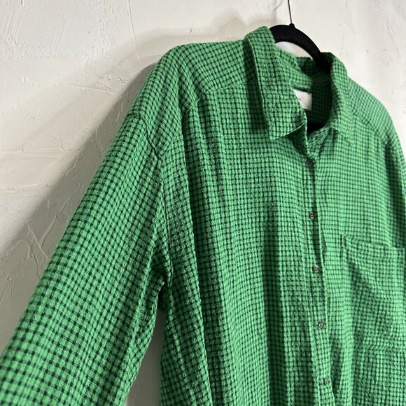 Xirena Pine Sky Jordy Plaid Shirt Button Down Womens Medium Classic Career Green - Picture 3 of 10